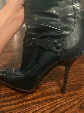 Jimmy Choo Patent Pointed-Toe Knee-High Stiletto Boots